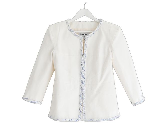 Chanel Irisierende Baumwoll-Tweed-Jacke Spring 2018 Weiß