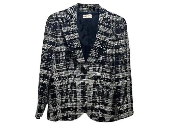 Emporio Armani karierter Blazer schwarz-weiß