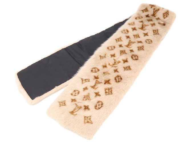 Cachecol Tippet de vison Monogram Louis Vuitton Bege