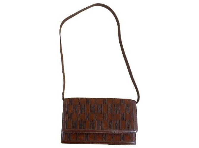 Borsa Hermès in pelle e tessuto con logo H Panno