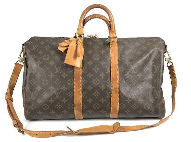 Sac Louis Vuitton Monogram Keepall Bandoulière 45 Marron Monogramme