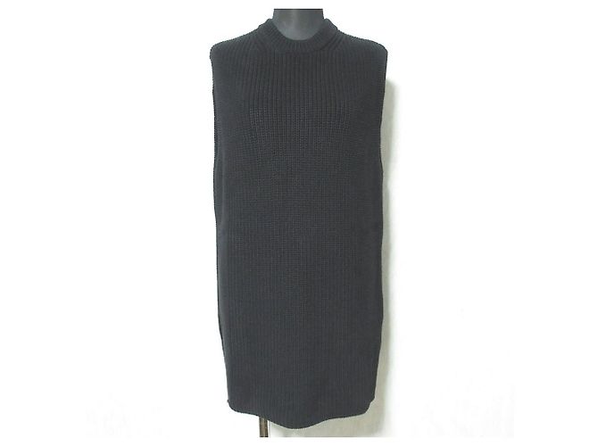Autre Marque Arket Ärmelloser Langstrickpullover mit grobem Strick Schwarz