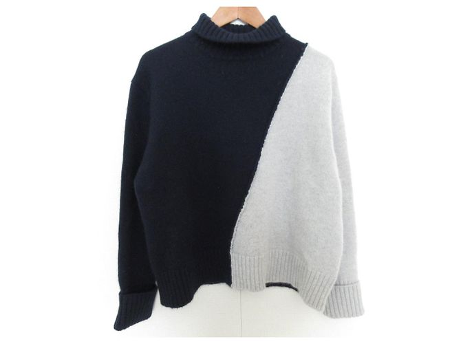 Autre Marque Zanone Woll-Rollkragen-Strickpullover Braun Marineblau