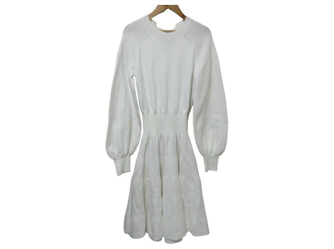 Autre Marque ADEAM Langarm-Strickkleid Weiß
