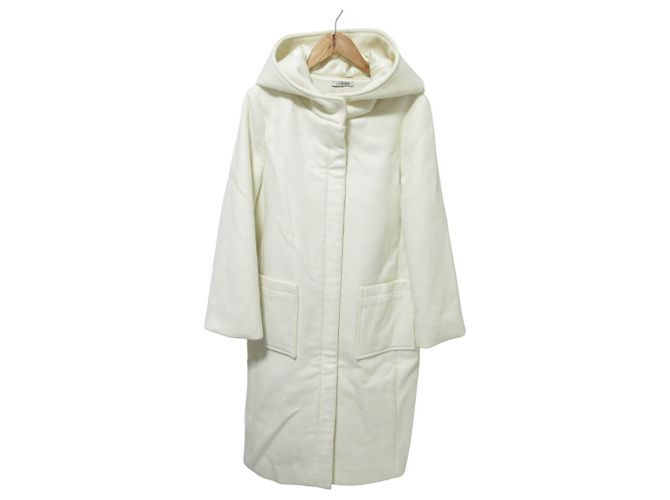 Autre Marque COHINA Fluffy Wool Long Coat White