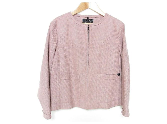Autre Marque T-JACKET Tweed-Jacke ohne Kragen Beige