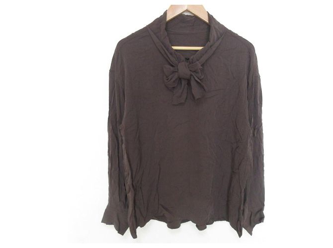 Autre Marque Camicia a maniche lunghe in cupro con papillon GALLARDAGALANTE Marrone