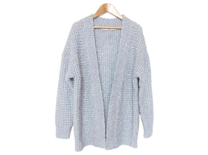 Autre Marque TIARA Mohair Lame Strickjacke Blau Hellblau