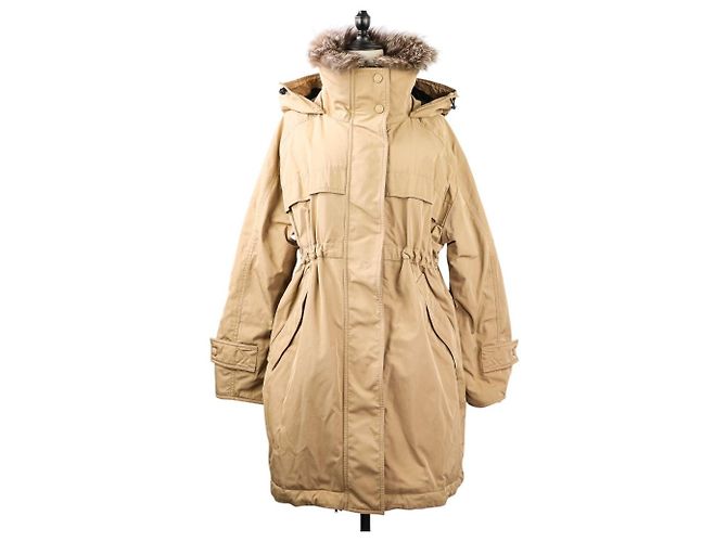 Moncler LAGOPEDE Fox Fur Down Coat Beige