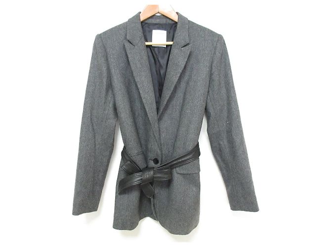 Autre Marque Sandro Belted Tailored Jacket Brown