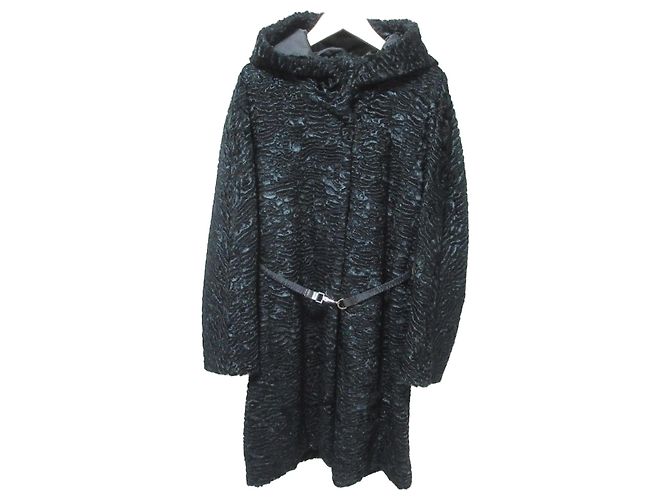 S Max Mara Velour Jacquard Coat Blue Navy blue