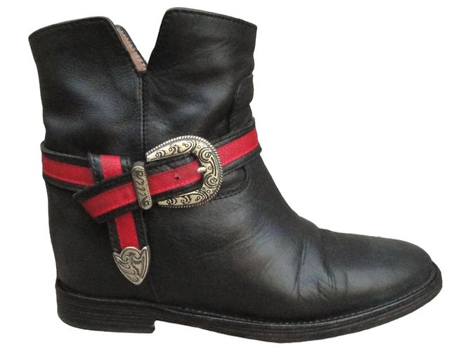 Autre Marque Botas de pele Via Roma 15 Preto