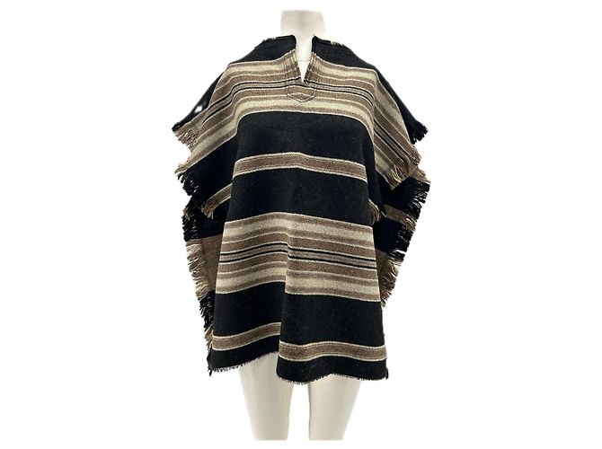 Isabel Marant Poncho en laine rayée Brown