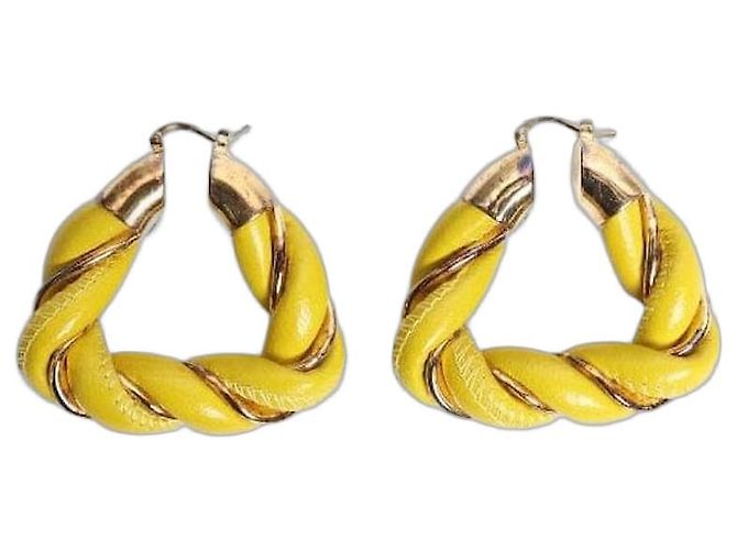 Bottega Veneta Brincos de argola torcidos em couro verde
