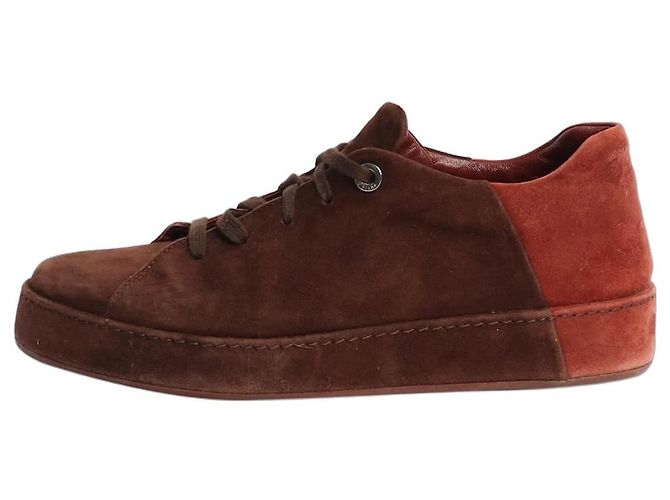 Loro Piana Baskets en daim marron - taille EU 39