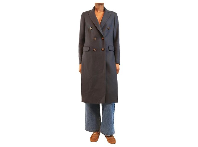 Brunello Cucinelli Navy double-breasted cashmere coat - size UK 8 Navy blue