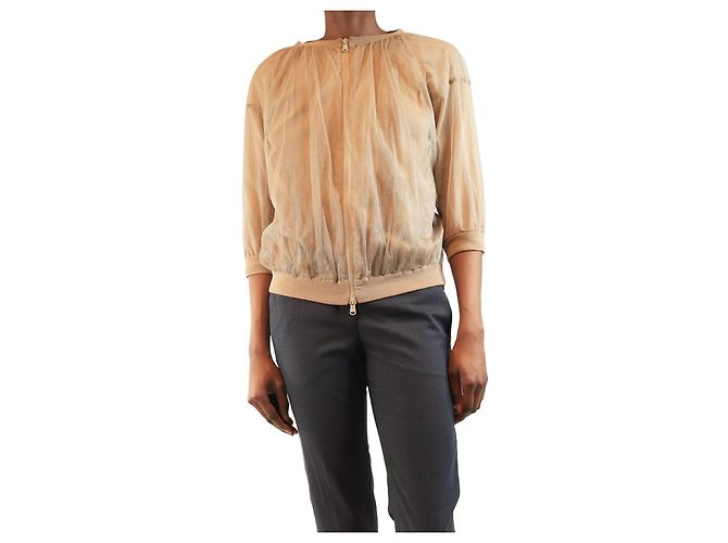 Brunello Cucinelli Neutral tulle short sleeve jacket - size S