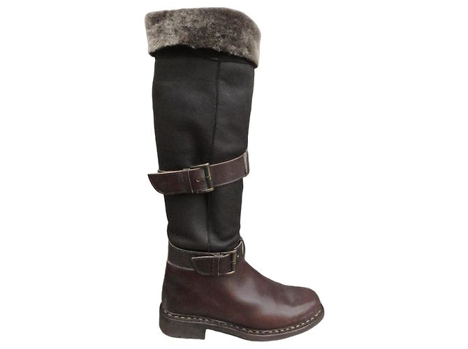 Botas Paraboot Lycia de cuero y shearling Marrón oscuro