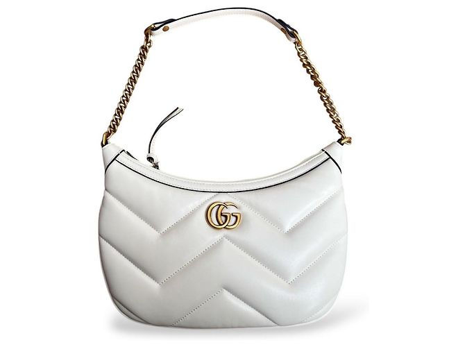 Gucci Marmont Bolsa de ombro em couro branco