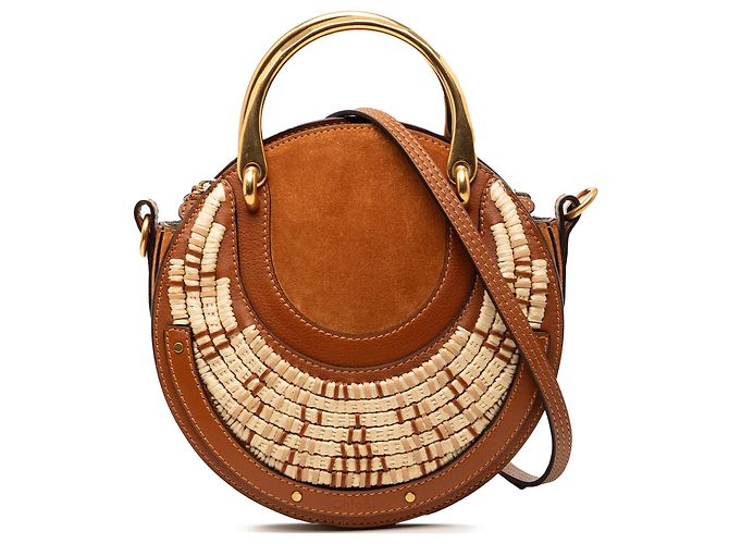 Chloé Petit sac Pixie en daim et raphia marron