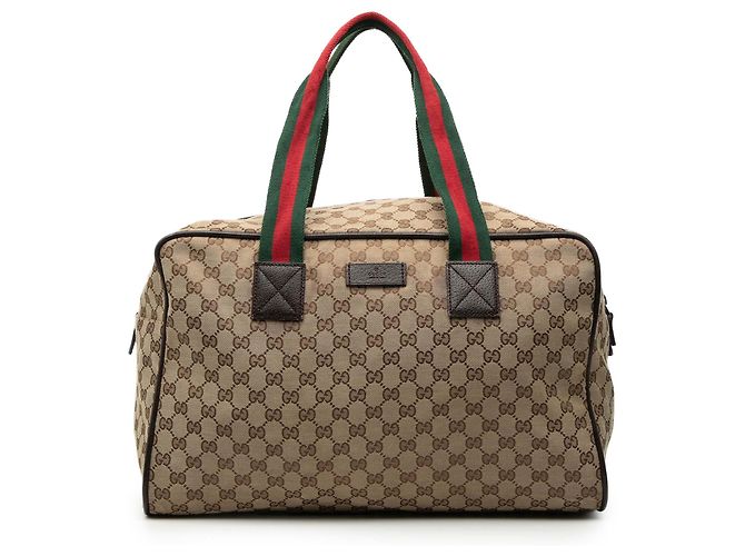 Gucci Beiger GG Canvas Web Duffle Bag