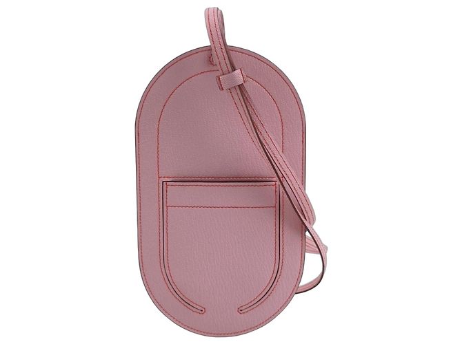 Hermès Bolsa Crossbody para Celular em Pele de Cabra Rosa