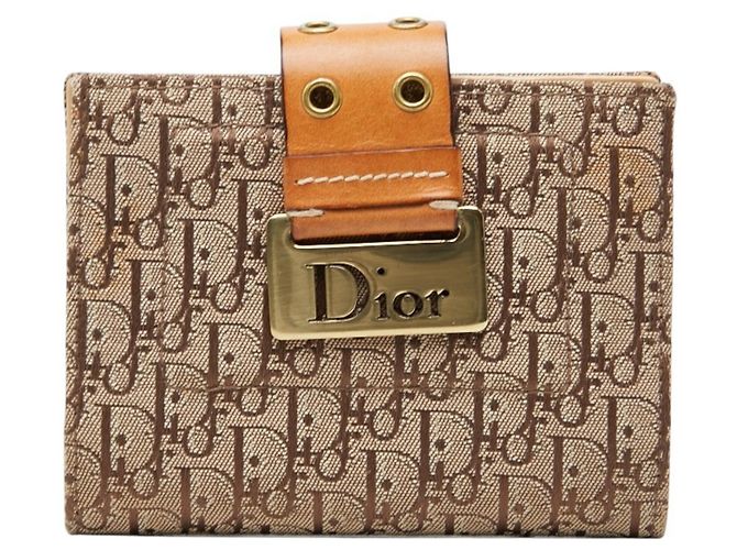 Christian Dior Bi-fold Card Case Brown Beige