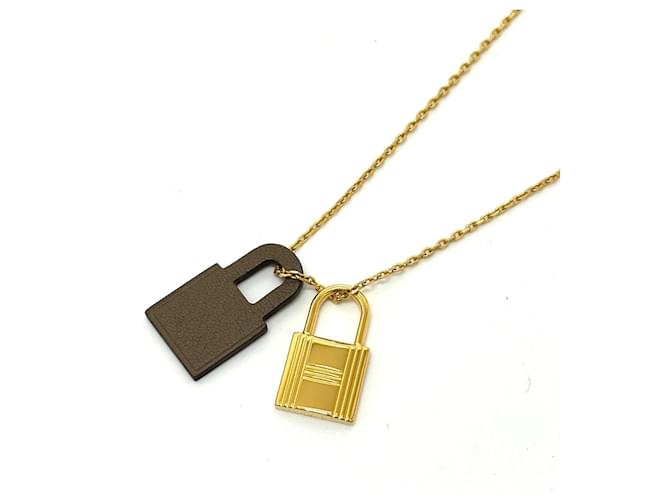 Hermès Hermes O'Kelly PM Necklace Brown Golden Taupe 