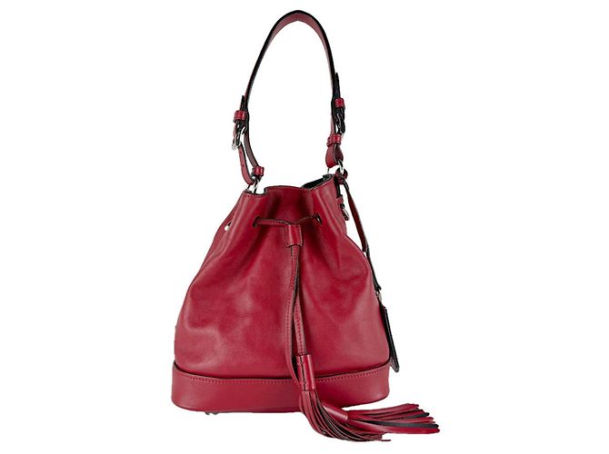 Bolsa de ombro em couro vermelho Prada