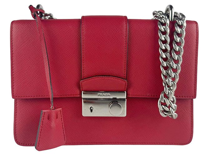 Prada Red Leather Shoulder Bag