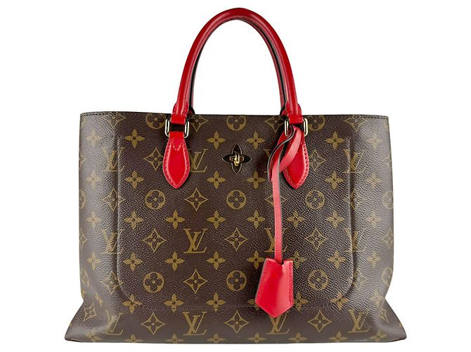 Sac cabas Louis Vuitton Monogram Flower Marron Rouge Monogramme