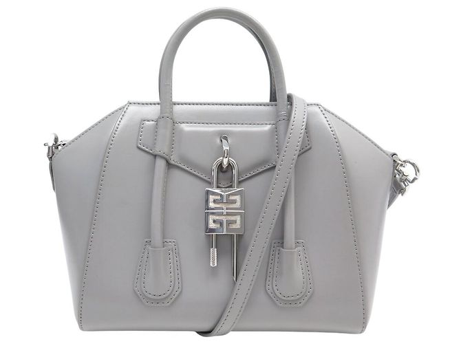 BORSA A SPALLA GIVENCHY ANTIGONA LOCK MINI IN PELLE GRIGIA Grigio