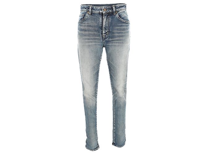 Saint Laurent Slim Light Wash Jeans in Light Blue Denim