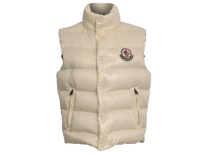 Moncler Button-Down Gilet in Ivory Polyamide  White Cream