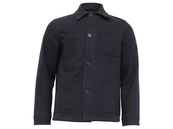 Giacca Sandro con bottoni e tasche in lana blu navy