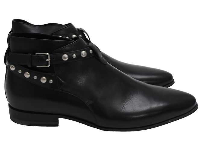 Stivaletti Jodhpur Saint Laurent in pelle nera con borchie Nero