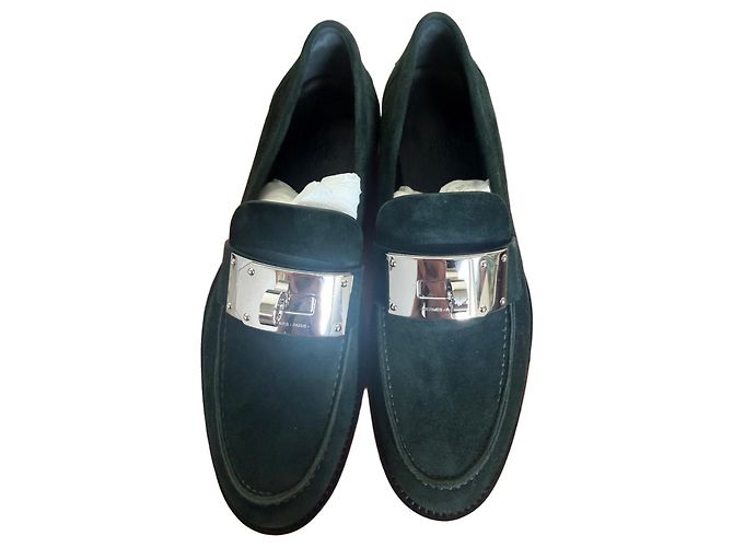 Mocassini Hermès Hot in Capretto Verde scuro