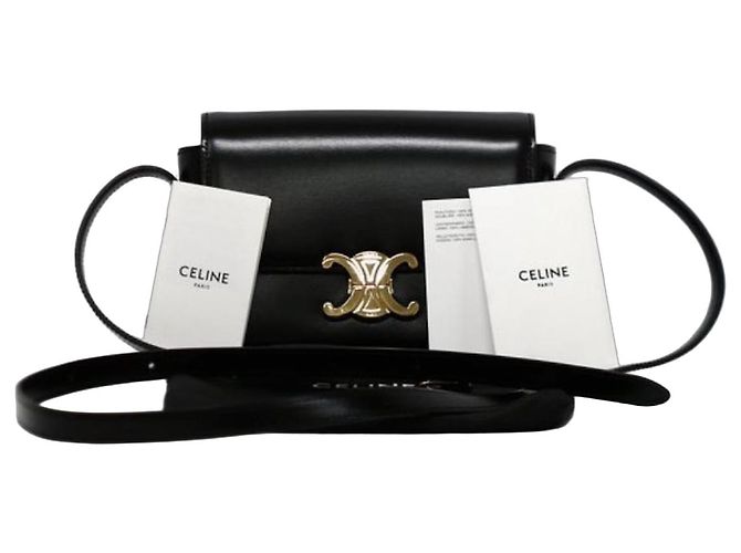 Céline Triomphe Borsa a Tracolla Pelle Nera Nero