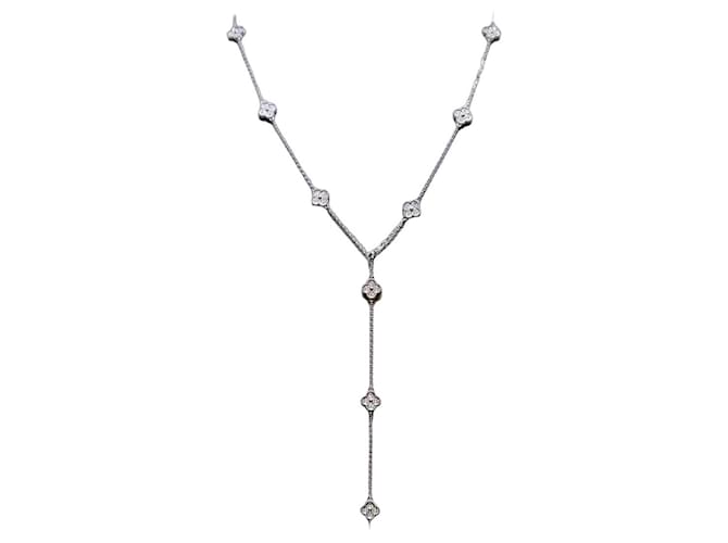 Van Cleef & Arpels Sweet Alhambra Long Necklace 16 Petals Mini White Gold Diamond Silvery 