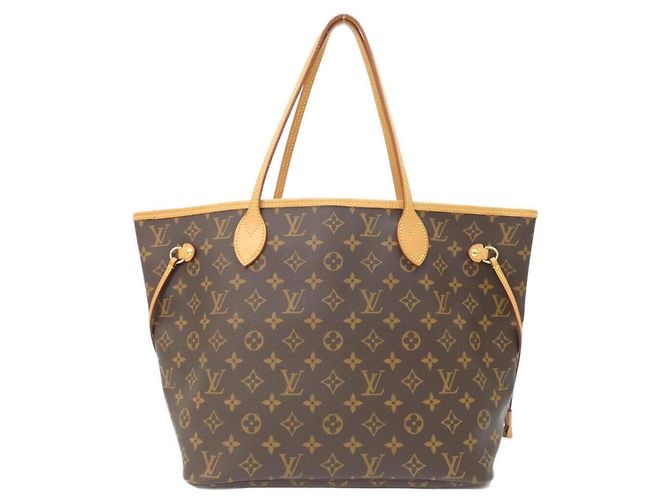 Louis Vuitton Monogram Neverfull MM Handbag Brown Fuschia