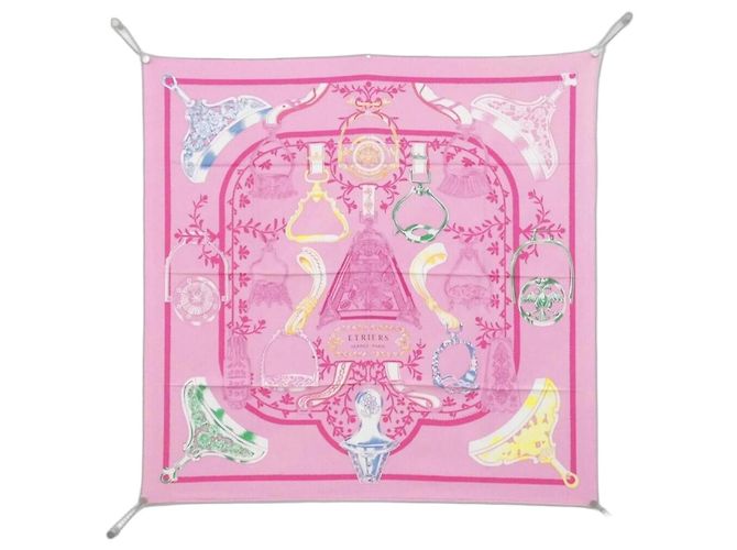 Silk In Hermès Hermes ETRIERS Carré Sciarpa di Seta 003502S Rosa