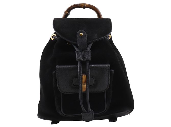 Gucci Bamboo Black Suede Backpack