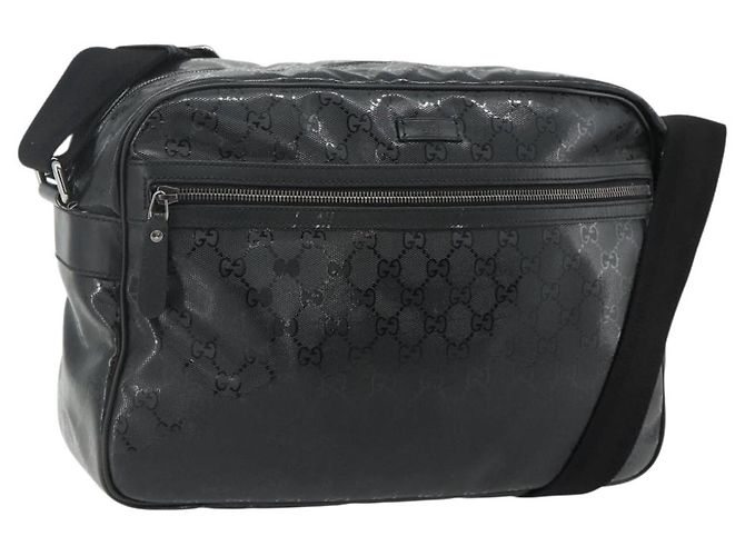 Borsa a Spalla GUCCI GG implementation PVC Nero Argento 211107 Auth fm5312A