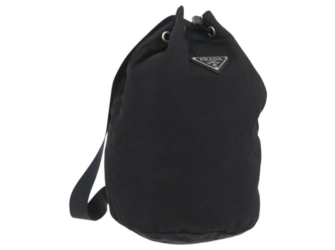 Borsa PRADA Borsa a tracolla Nylon Nero Argento Autentica fm5344