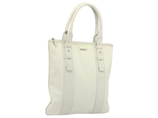 Bolso Tote Salvatore Ferragamo Nylon Blanco Plata Auténtico bs34557