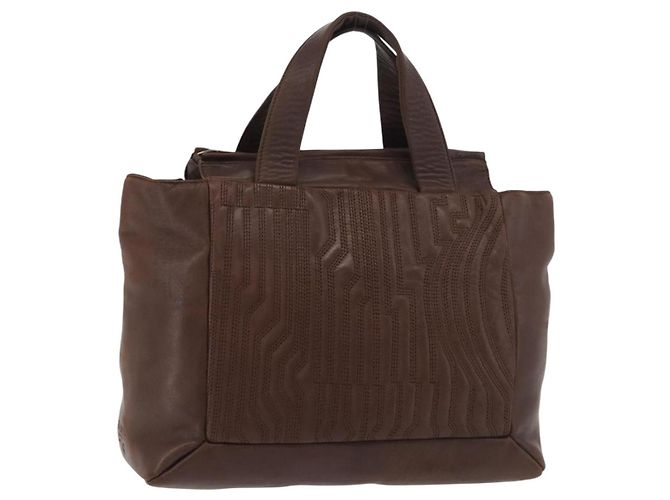 Bolsa PRADA de couro marrom dourado Auth bs34862