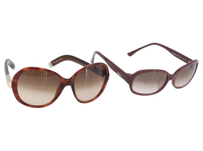 Chloé Chloe Sunglasses plastic 2 Set Brown Bordeaux Auth BA12498 Dark red