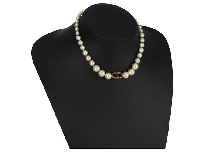 Christian Dior Halskette Perle Weiß Authentisch BA1350