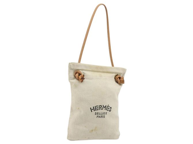 Hermès Bolsa HERMES em lona Beige Gold Auth BA12373 Bege Dourado