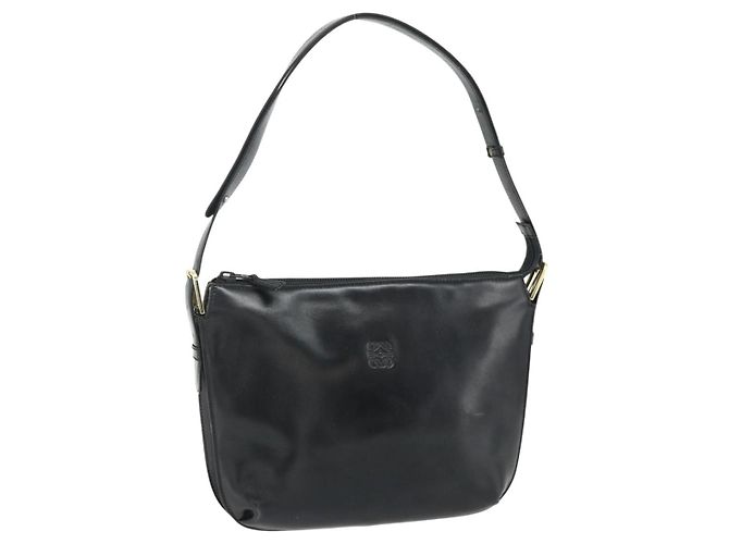 Borsa a Spalla LOEWE Anagram in Pelle Nera e Oro Auth 177548 Nero D'oro